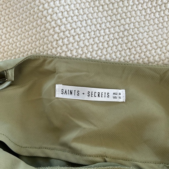 A Little Whisper Satin Midi Dress Olive - Picture 9 of 9